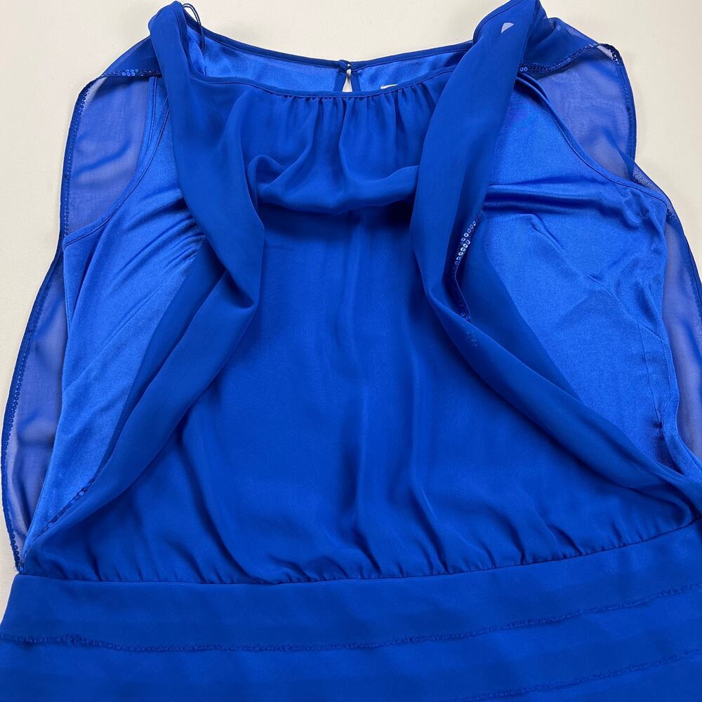 Aidan Mattox Royal Blue Tiered Sequined Blouson Cocktail Party Dress Size 12 - Picture 9 of 16